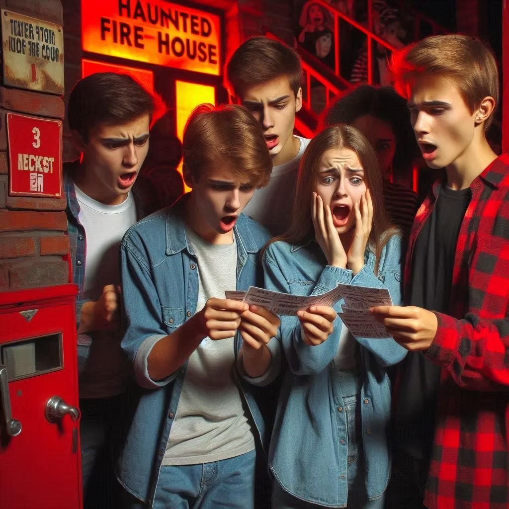Terrified visitors at the Haunted Firehouse